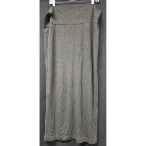 Eileen Fisher Dark Gray Foldover Straight Column Maxi Skirt Jersey Knit Size Med